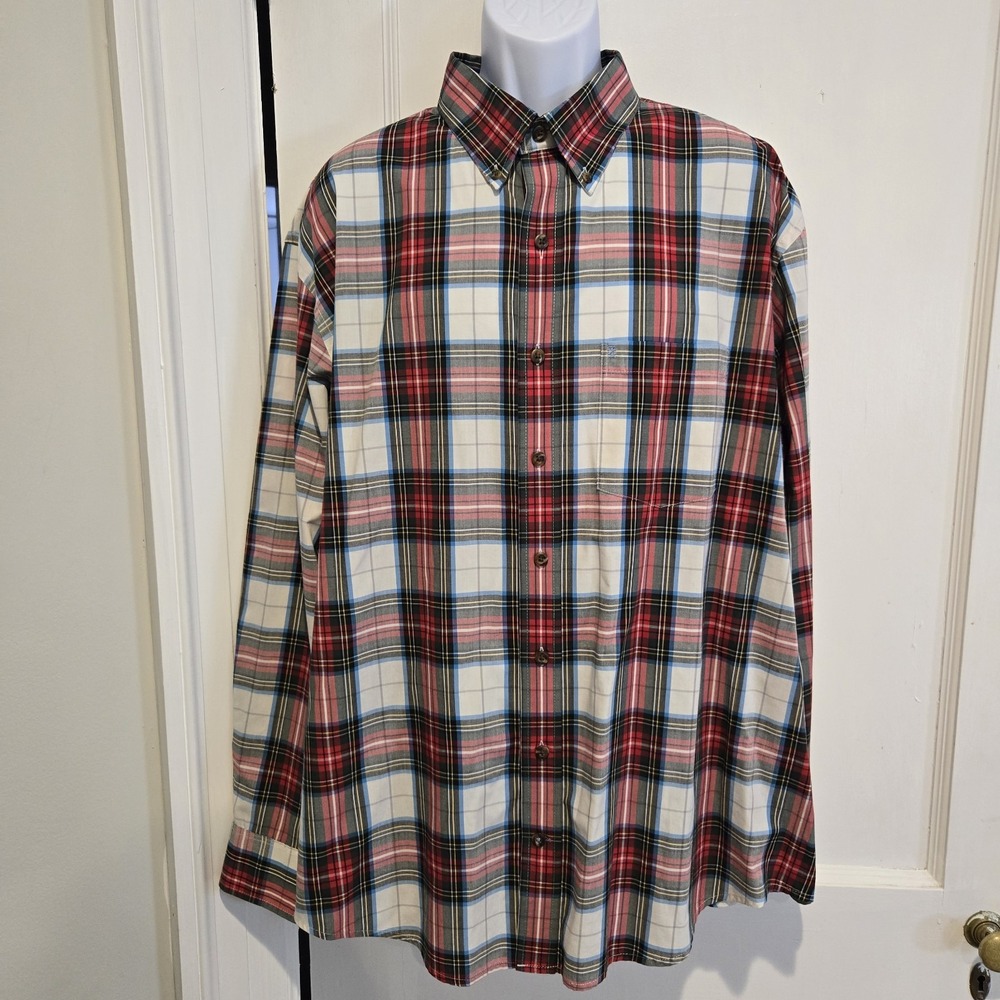 IZOD Men's Long Sleeve Button Down Plaid Shirt Business Casual Size 2XLT
